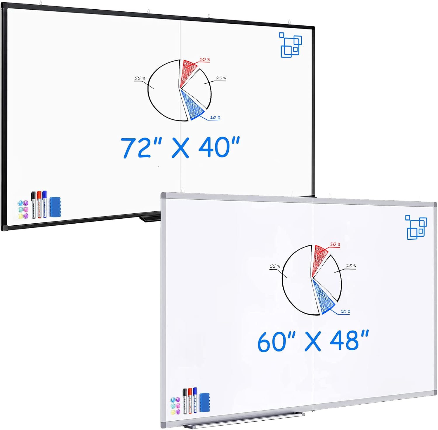 Large Whiteboard for Wall, maxtek 72 x 40/60 X48 inches