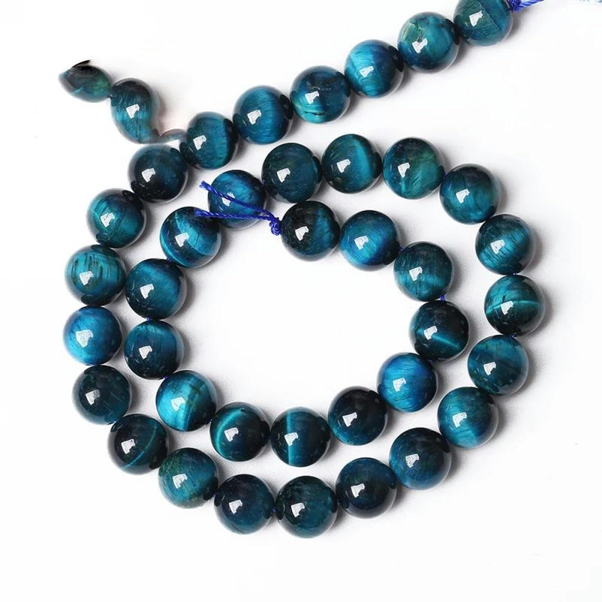 Cuentas de ojo de tigre azul de piedra natural, cuentas redondas sueltas de 6, 8, 10 y 12 mm para hacer joyas, pulsera con dijes DIY de 15 ", citrino, 14mm, 27 a 28 piezas