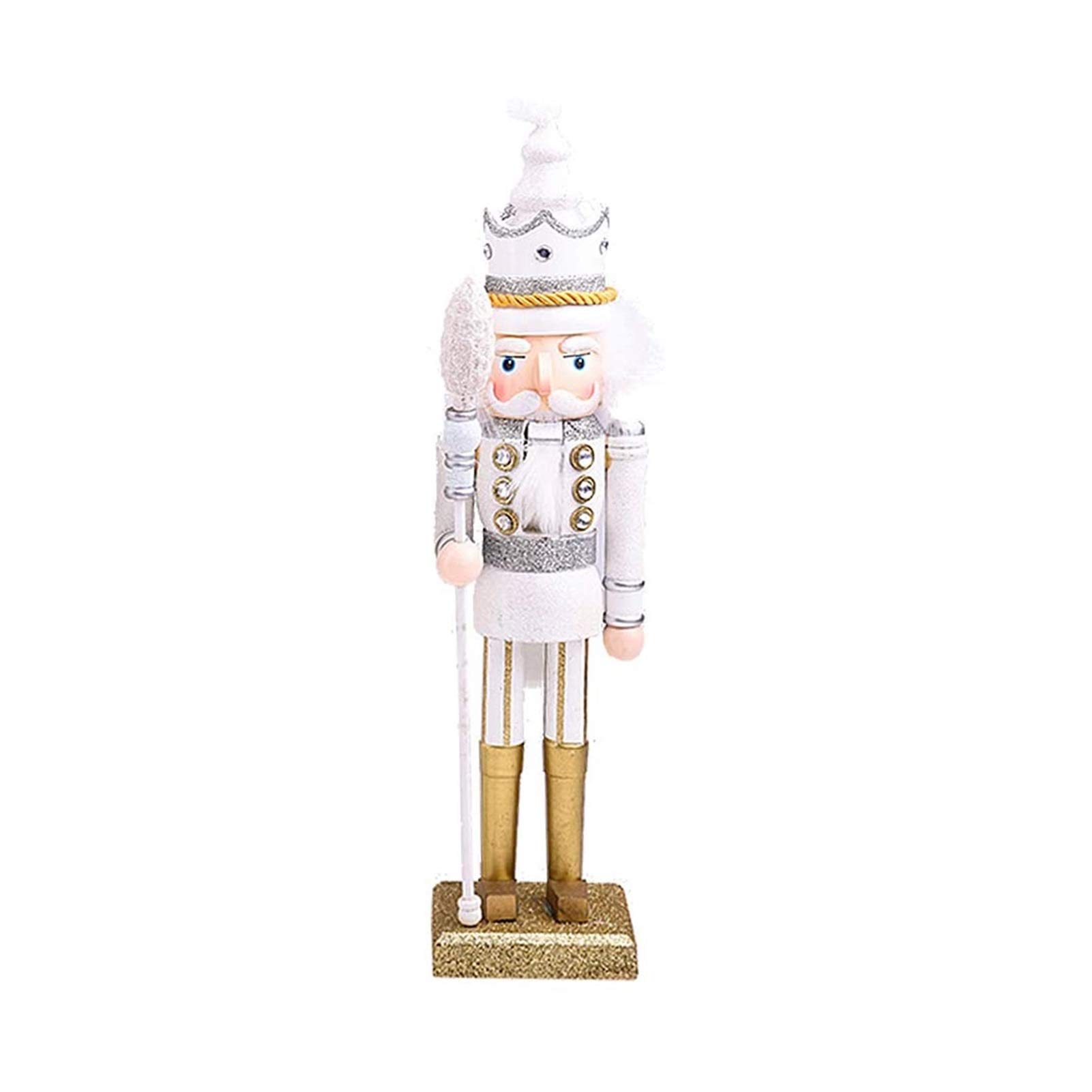 ZLH Nutcracker Soldier Statue, 42cm Solid Wood Original Statue Children Puzzle Gift And Home Art Creative Decoration (Color : White)