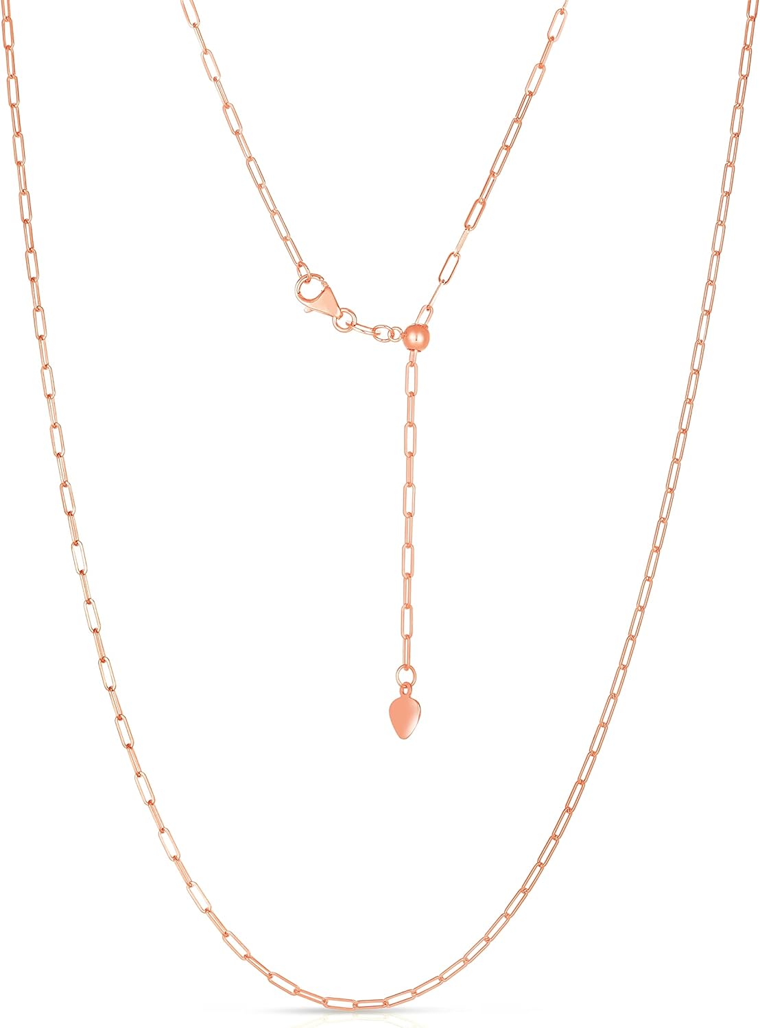 Floreo 14k Fine Gold 1.5mm Adjustable Solid Paperclip Necklace, 22 Inch
