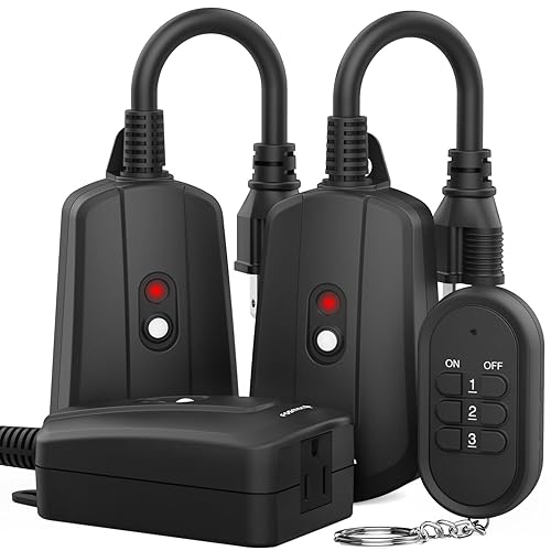 Outdoor Wireless Remote Control Outlet, Heavy Duty Waterproof Electrical Plug-in