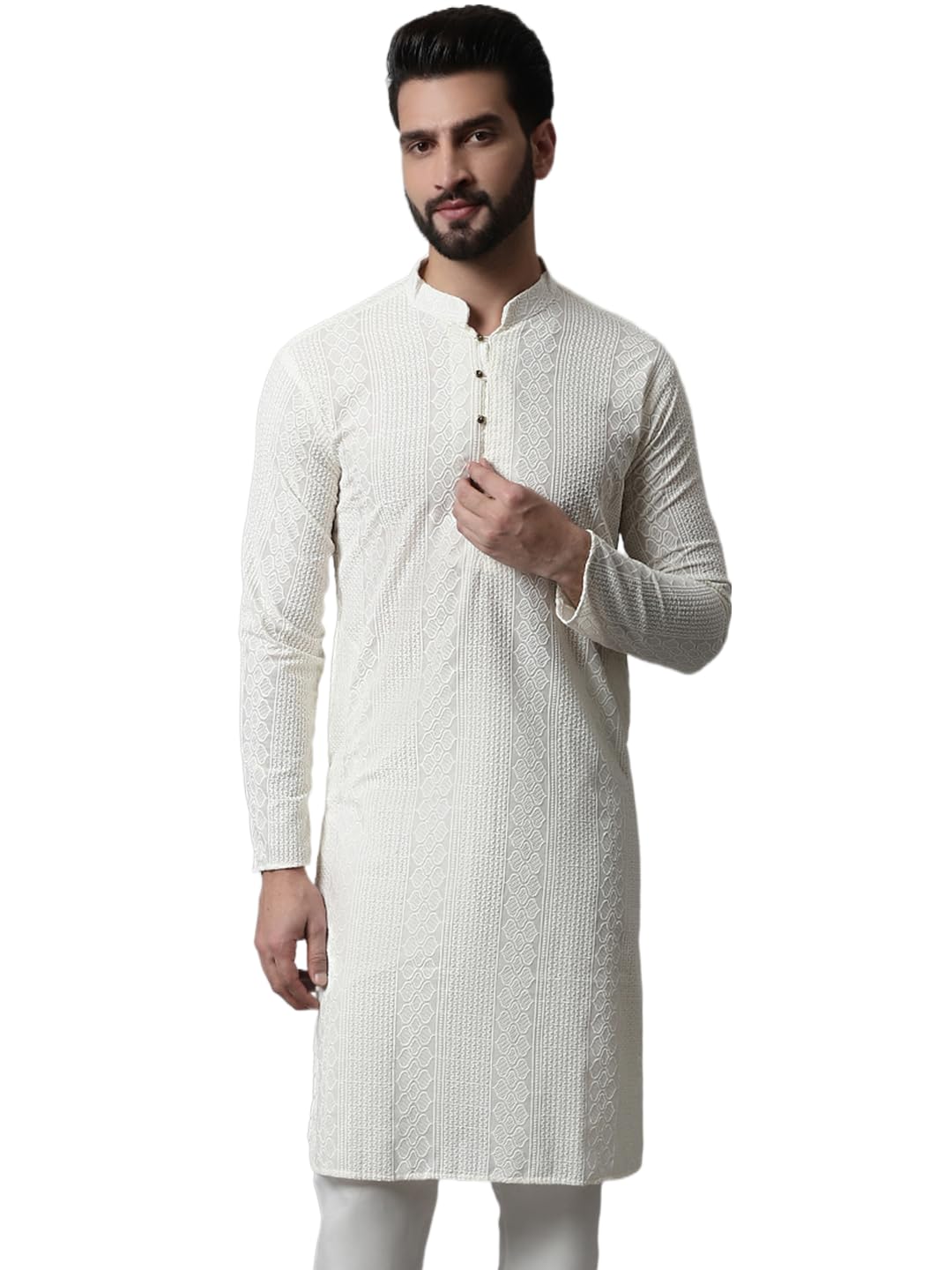 jompers Men's Chikankari Cotton Kurtas-picture-36