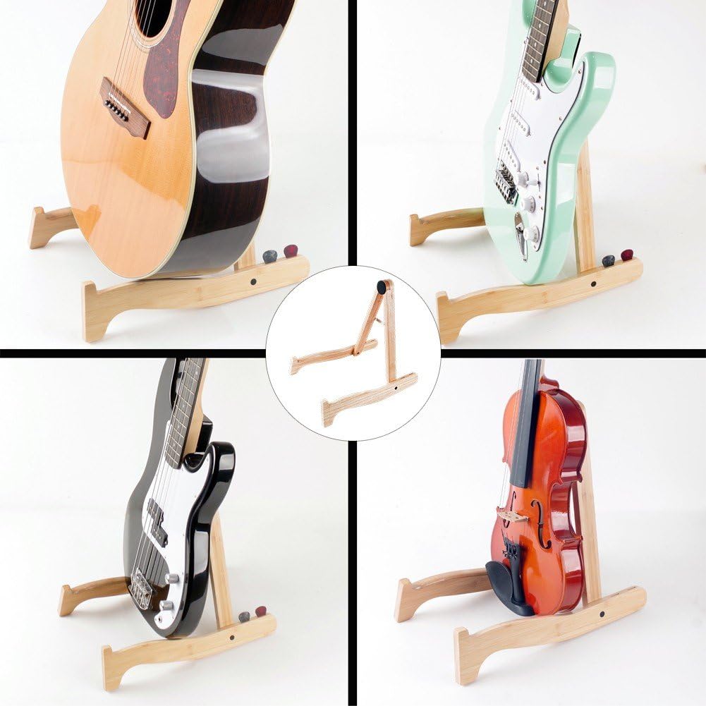 Stojak na gitarę z twardego drewna, składany stojak na gitarę, przenośny stojak na gitarę, stojak podłogowy do gitary akustycznej, gitary elektrycznej i gitary