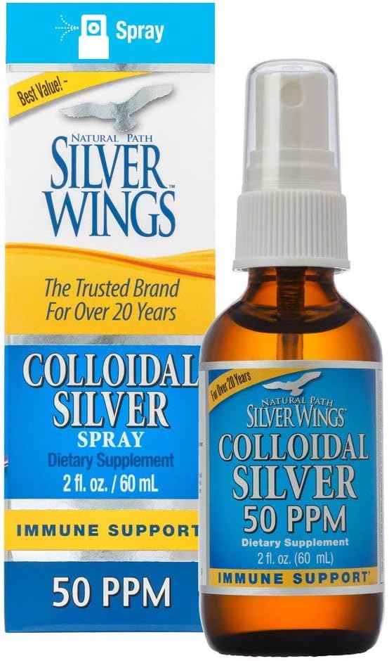 Natural Path Silver Wings Colloidal Silver 50 PPM, 2oz Spray, Golden Yellow : Health & Household