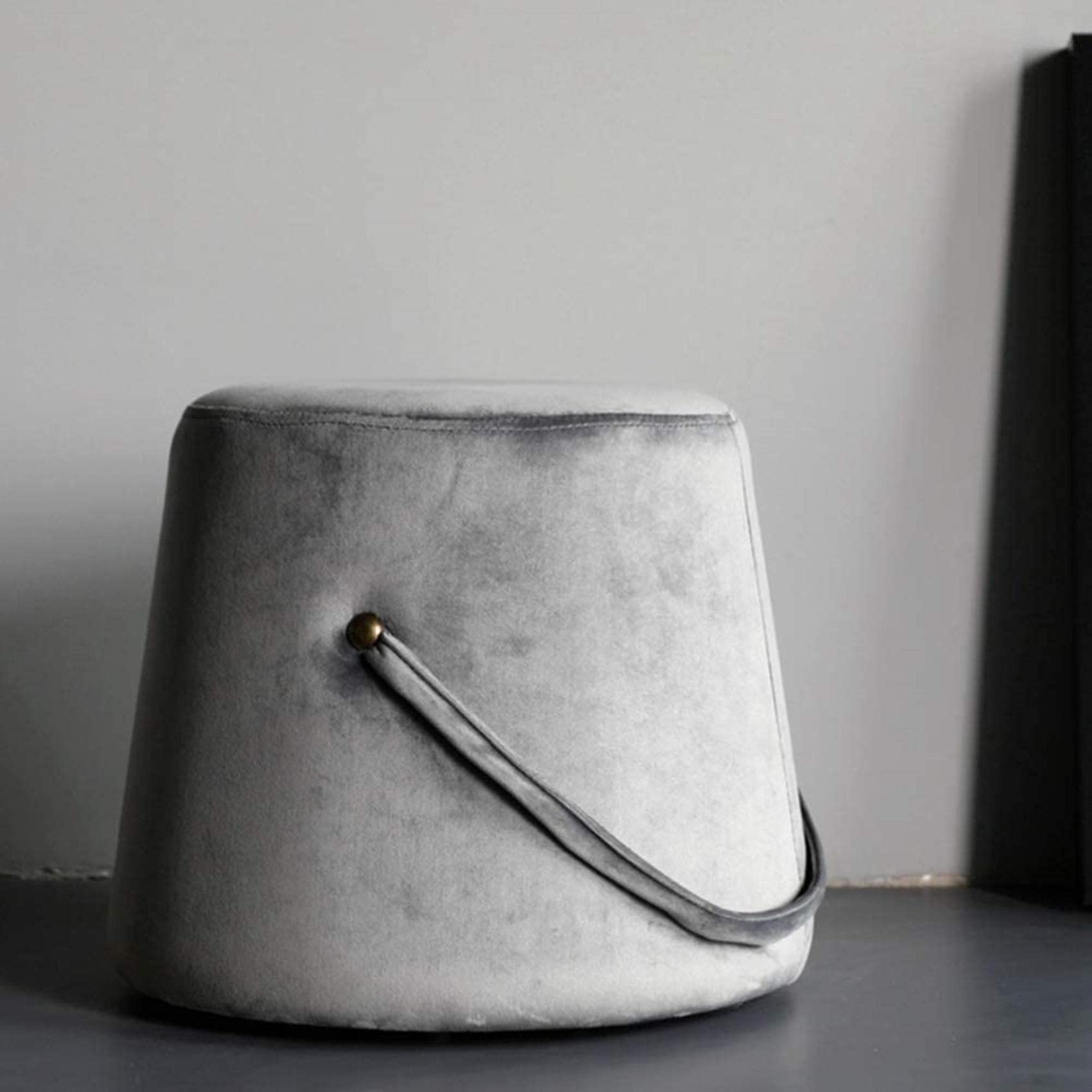 Pouf rond rembourré gris | Repose-pieds ottoman de salon