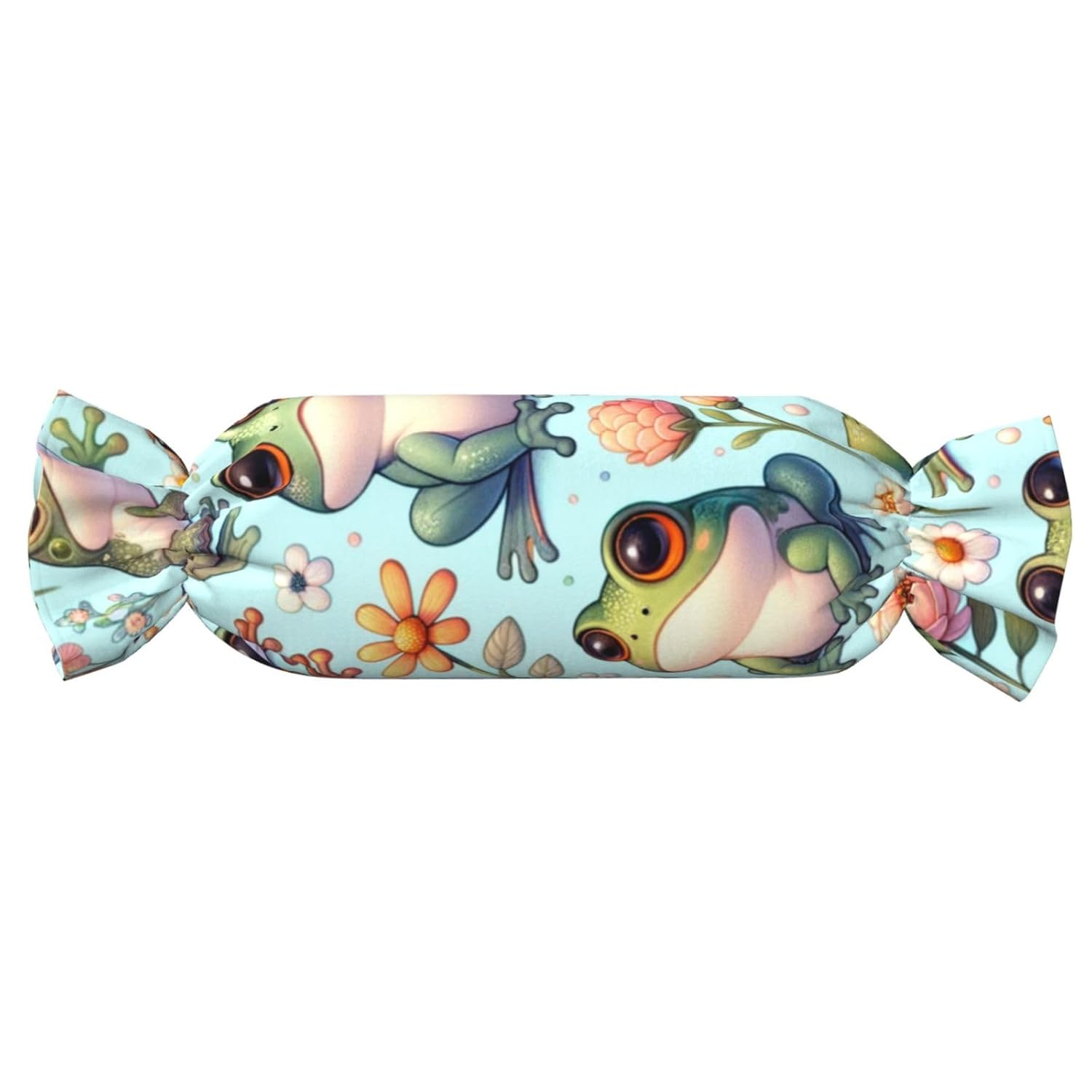 Augenstern Candy-Shaped Pillow with Insert Cute-Cartoon-Frog-Floral Candy Tube Cushion with Filling