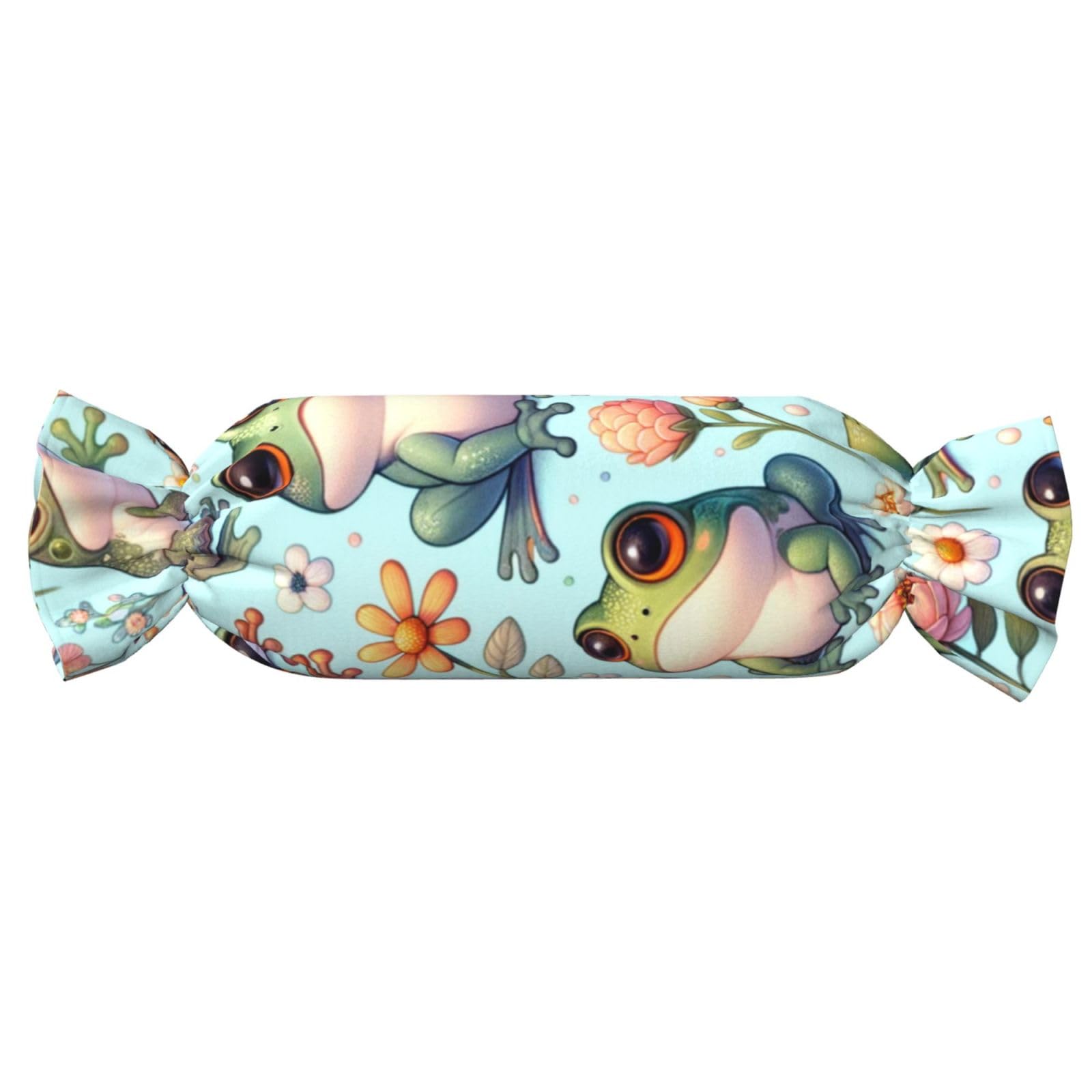 Augenstern Candy-Shaped Pillow with Insert Cute-Cartoon-Frog-Floral Candy Tube Cushion with Filling