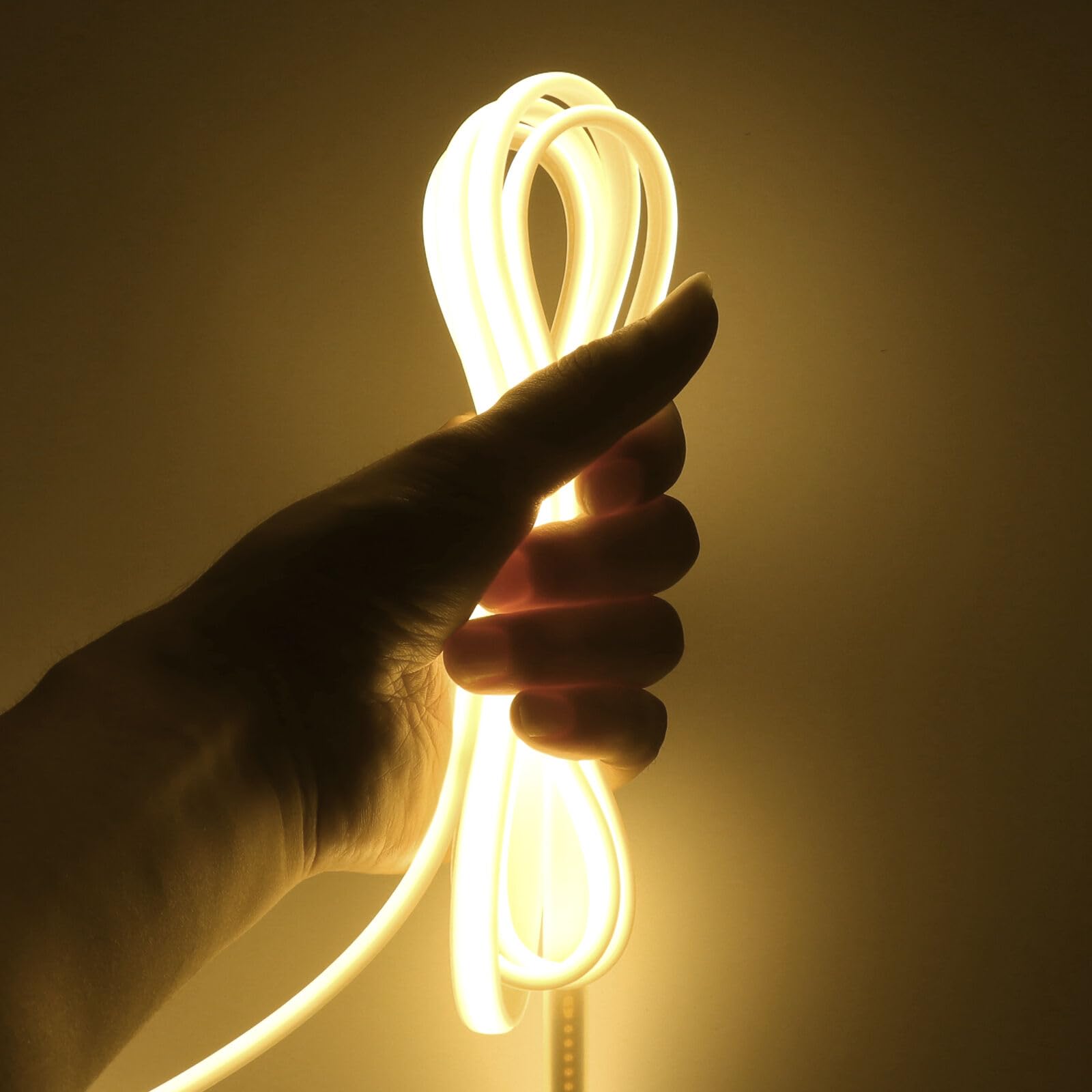 KISUFU 12V COB LED Strip Lights, 320 LEDs/m 8mm Width IP67 Waterproof 2PIN Self Adhesive Cuttable Flexible Tape Lights for Bedroom Under Cabinet Kitchen DIY Lighting.(No Power Supply)