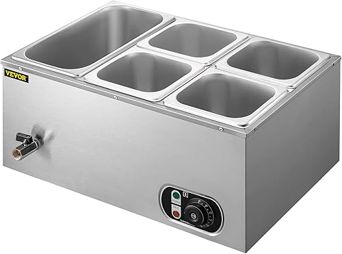 Miniatura 9 de VEVOR Calentador de alimentos comercial, 4x14GN, 4 bandejas, 14.8 cuartos de galón, plateado