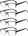 Kerecsen 4 Pack Lunettes de lecture pour femmes/hommes Charnières de printemps Lecteurs Lunettes Lunettes de vue légères