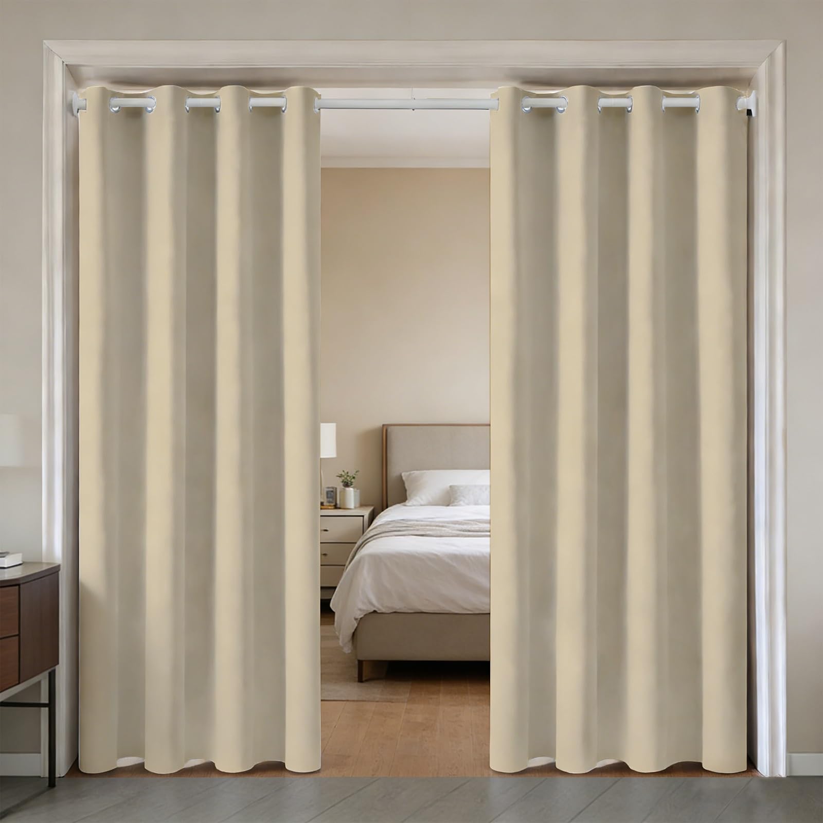 Zasłony Zaciemniające 100 x 150 cm Miękka Faktura, Osłona Przeciwsłoneczna I Ciepło, Perforowane Zasłony Zaciemniające Z Przelotkami Nadaje Się Do Salonu, Khaki