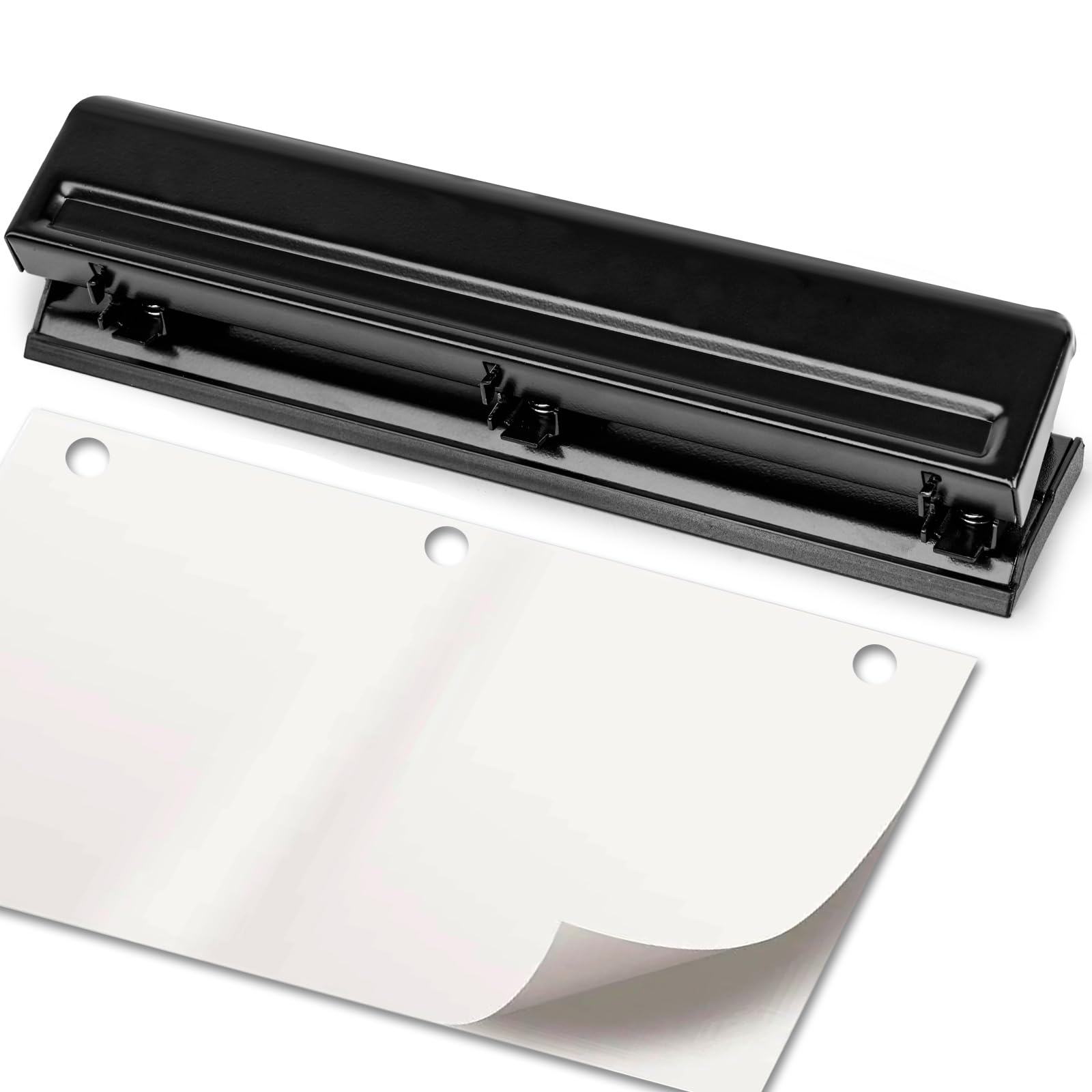 LOVEINUSA3 Hole Punch, 10 Sheet Capacity Hole Puncher with Rubber Base for Binder Black