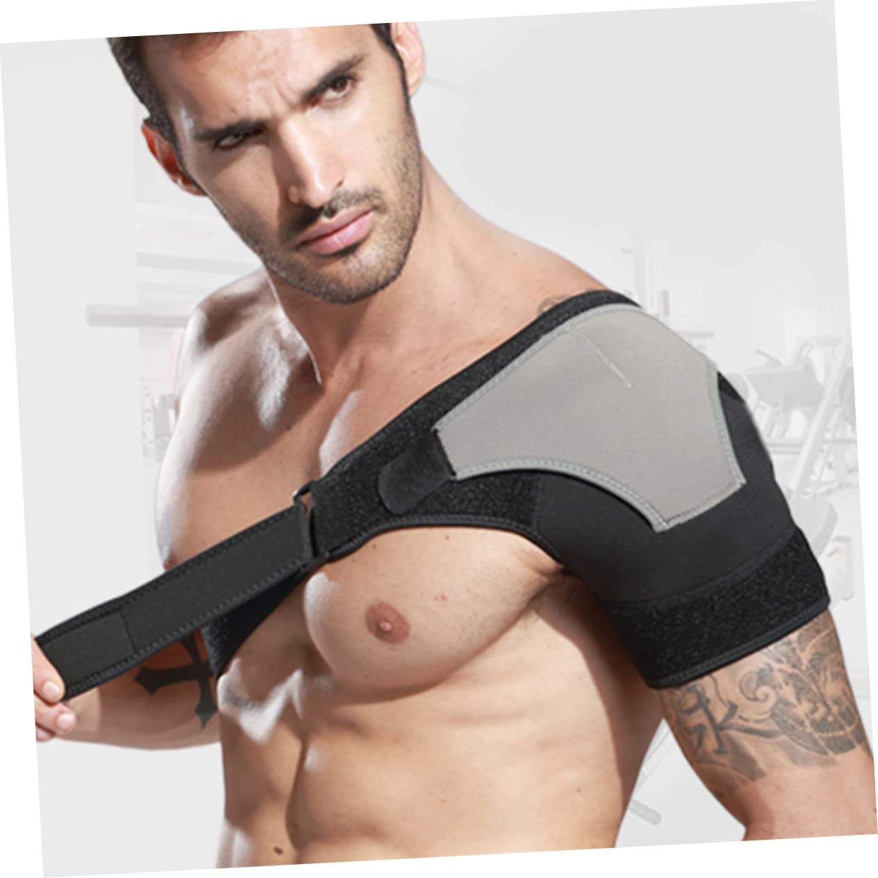 WOFASHPURET Adjustable Breathable Shoulder Strap Support for Outdoor Sports Non Slip for Left Shoulder Relief From Injuries Comfortable Day Wear Black Grey