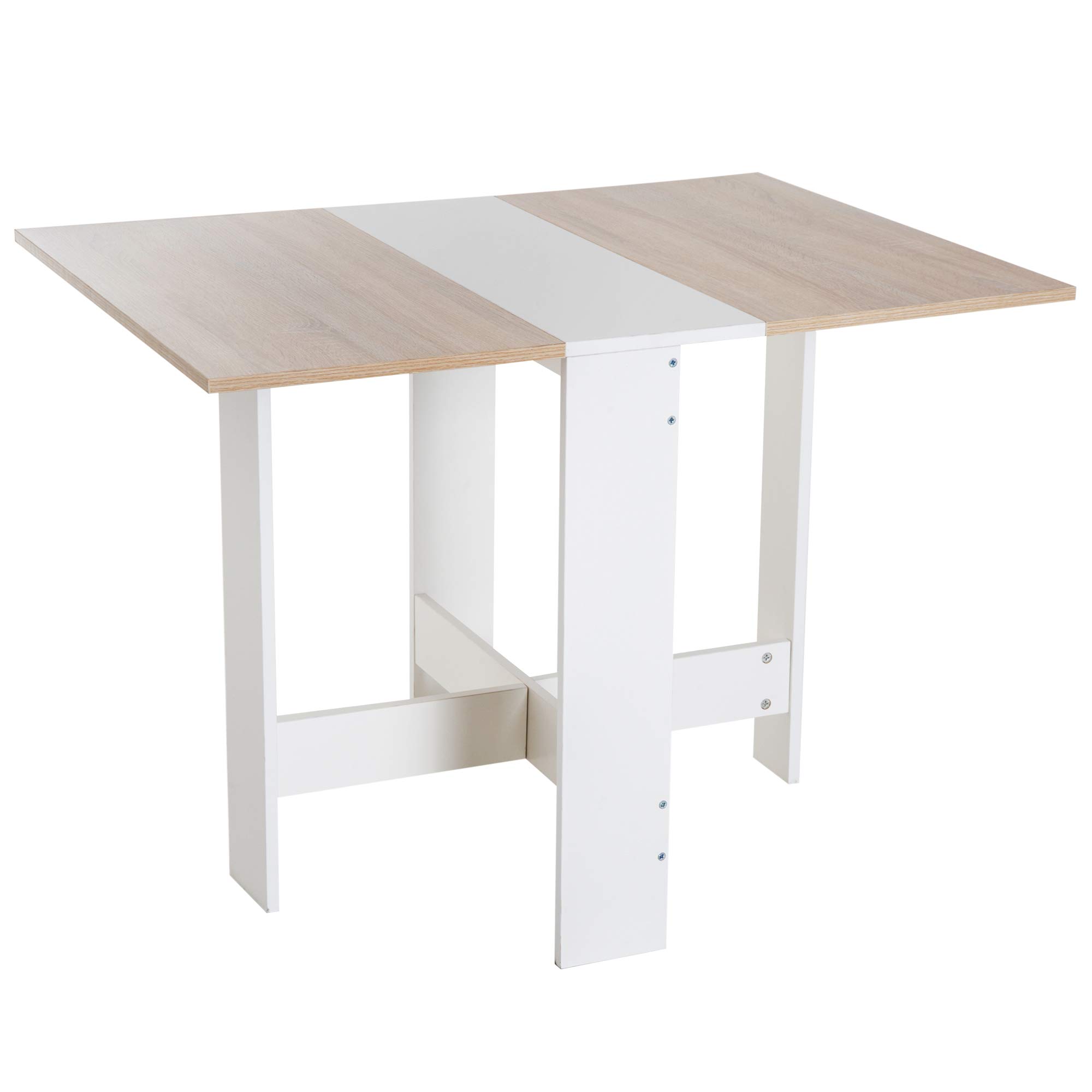 HOMCOM Tavolo da Pranzo Design Moderno Pieghevole Legno 103×76×73.5cm Rovere Bianco