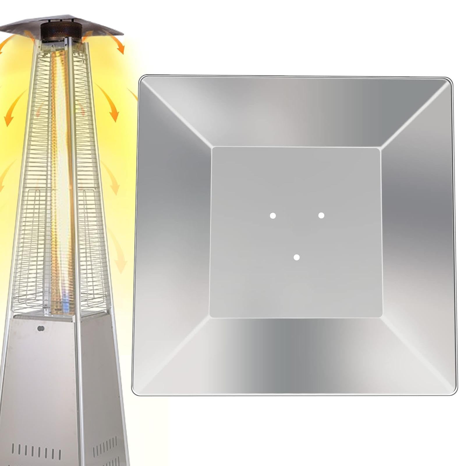 Cúpula calefactora de propano | Herrajes cuadrados de repuesto para calefacción exterior con 3 agujeros preperforados | Cubierta de calefacción rápida para terraza, deflector de calor estable para