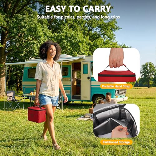 Image of Lord Eagle 9-Speed Digital Hand Mixer Electric Handheld, 500W DC Motor Kitchen Mixer for Cake Baking, Lightweight Egg Beaters with Stain-resistant & Waterproof Storage Bag & 6 Accessories, Red