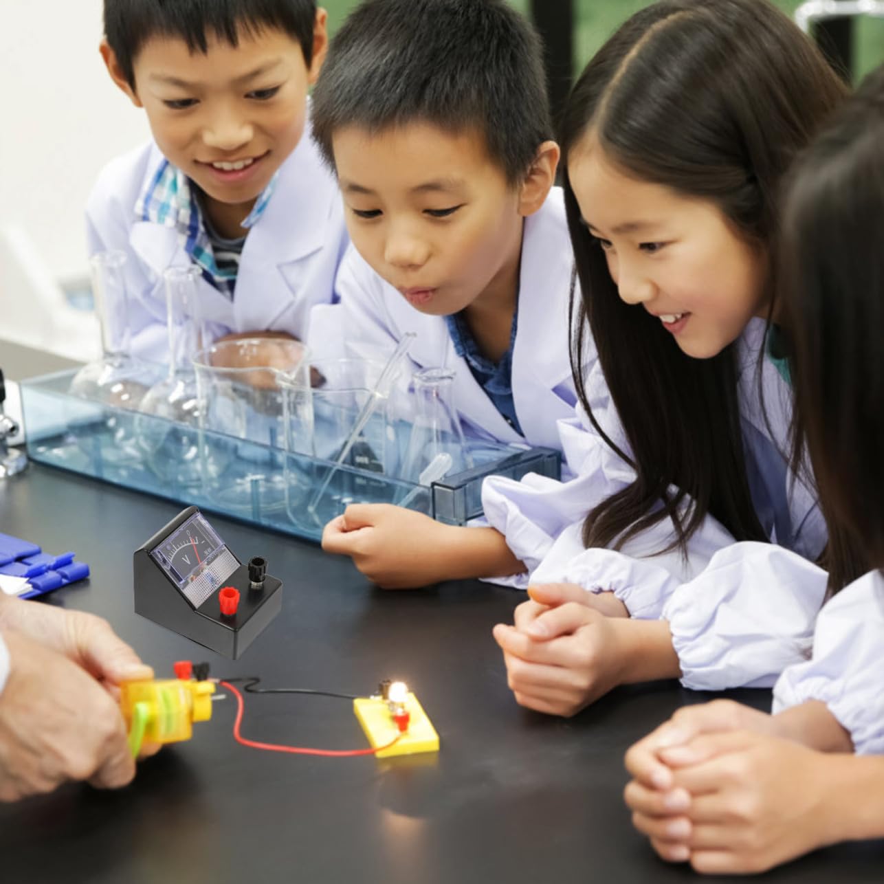 Kit de Experimentos Eléctricos Equipo Profesional para Secundaria Color Caja de PVC para Aprendizaje de Electricidad y Física, Fácil de Transportar y Almacenar
