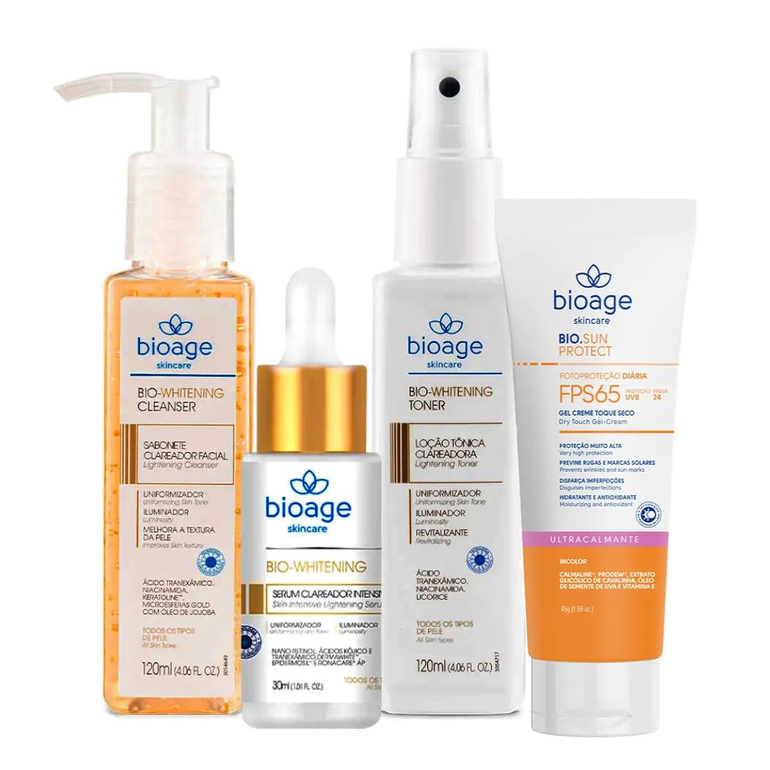 Sabonete Facial + Tonico + Serum Clareador + Protetor Solar Ultracalmante Fps65 Kit Clareador – Bioage em promoção! Veja a oferta e mais achadinhos de Rosto 2 Hoje é o melhor dia para comprar Sabonete Facial + Tonico + Serum Clareador + Protetor Solar Ultracalmante Fps65 Kit Clareador – Bioage com aquele preço maroto! Promoção! Aproveite a oferta! 2