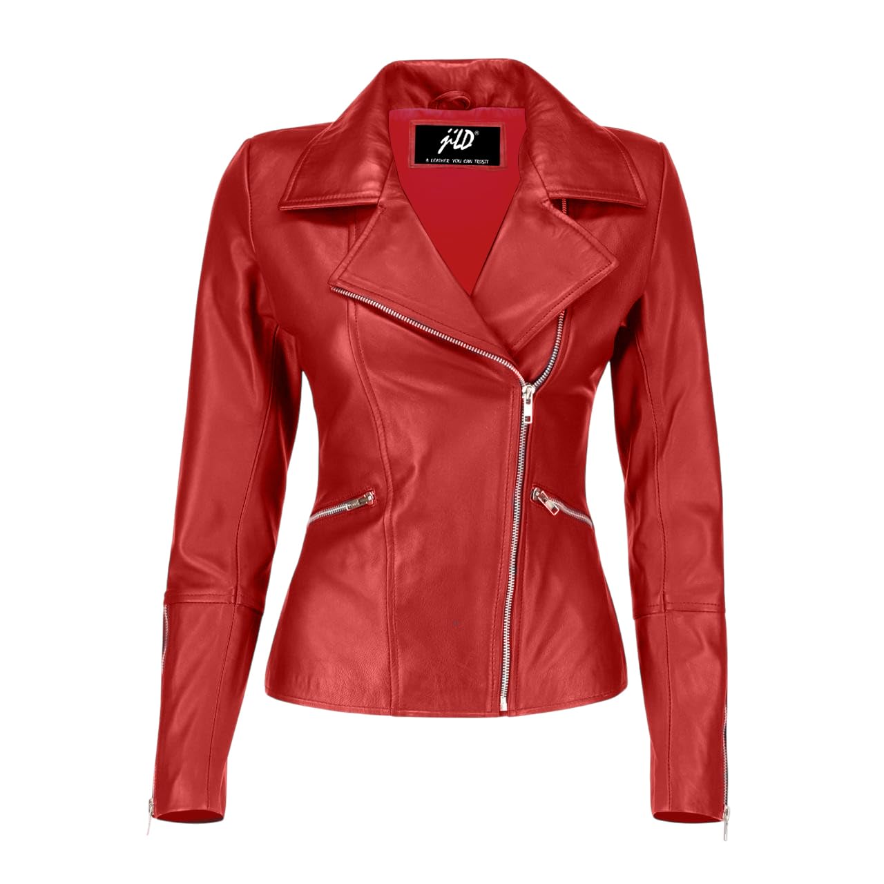 Jild Women's Asymmetrical Lambskin Moto Jacket