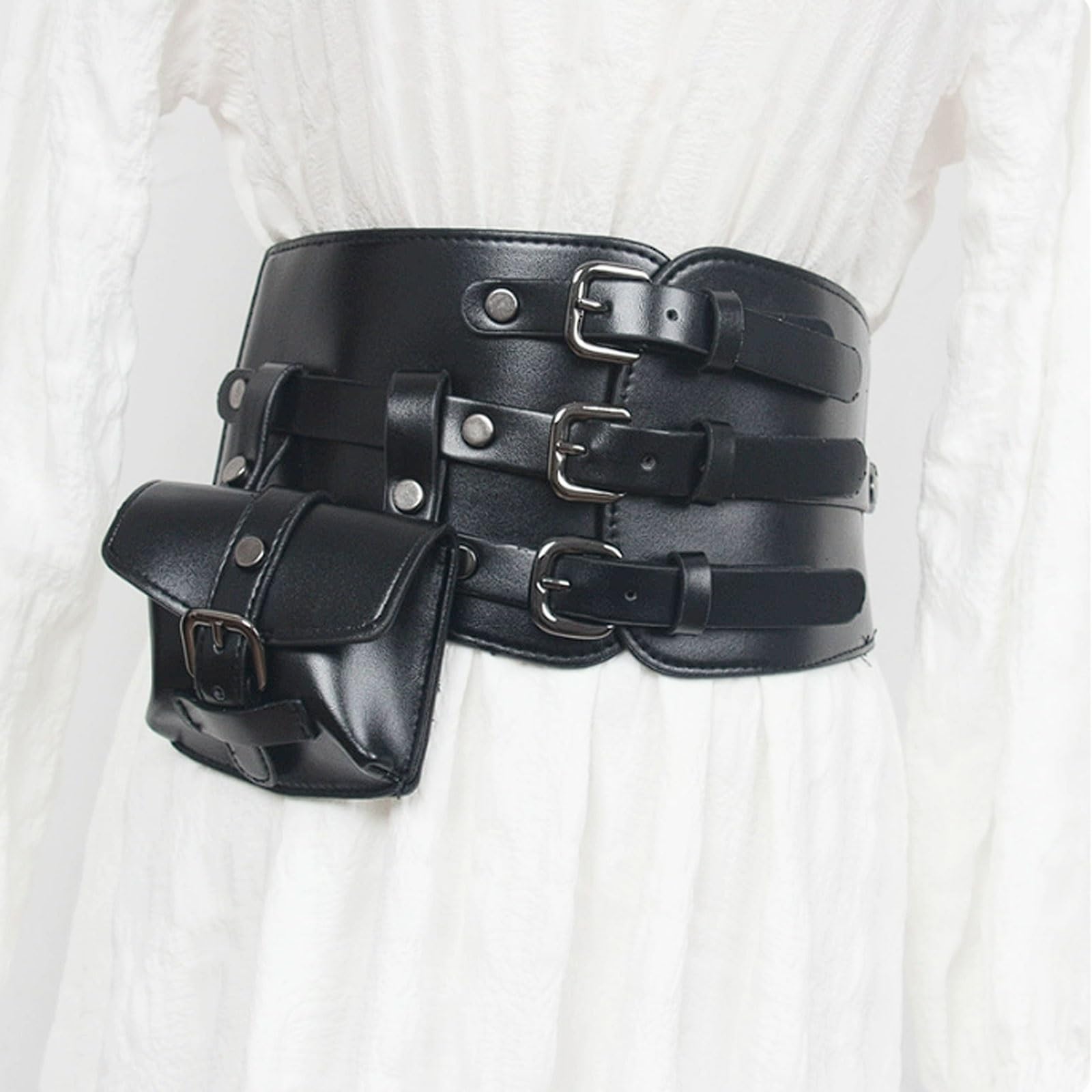 esmen Ceinture décorative for femme, ceinture en similicuir PU for robes, costumes, t-shirts, corset réglable Mains libres