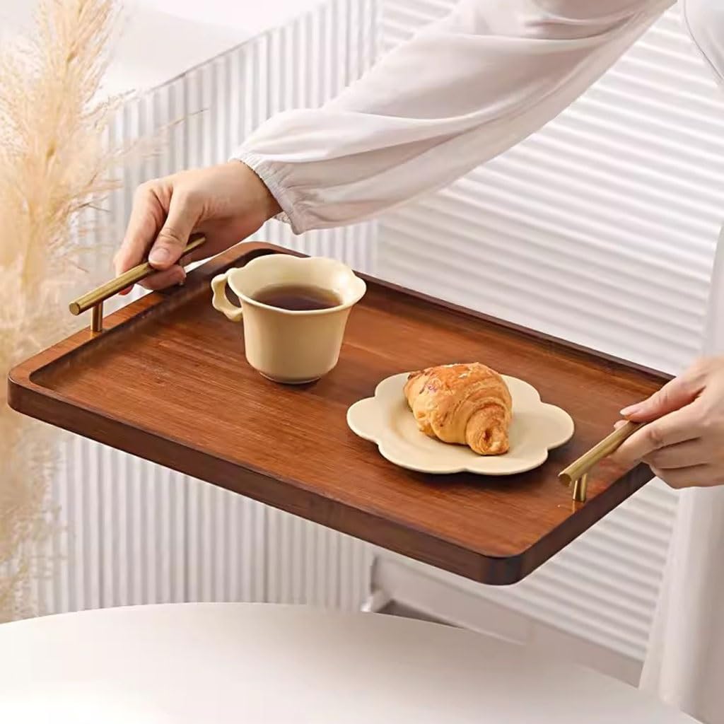 Bandejas Servir Comida Bandeja Rectangular for el hogar, Bandeja de té la Tarde, for Aperitivos, cafetería, Restaurante, con asa Mesa Cama