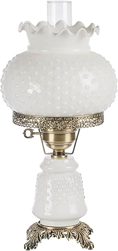 Miniatura 1 de Touch of Class Mindy Hobnail - Lámpara de mesa de cristal, pantalla blanca, globo hecho a mano, soplado a mano, estilo chimenea de huracán, lámparas