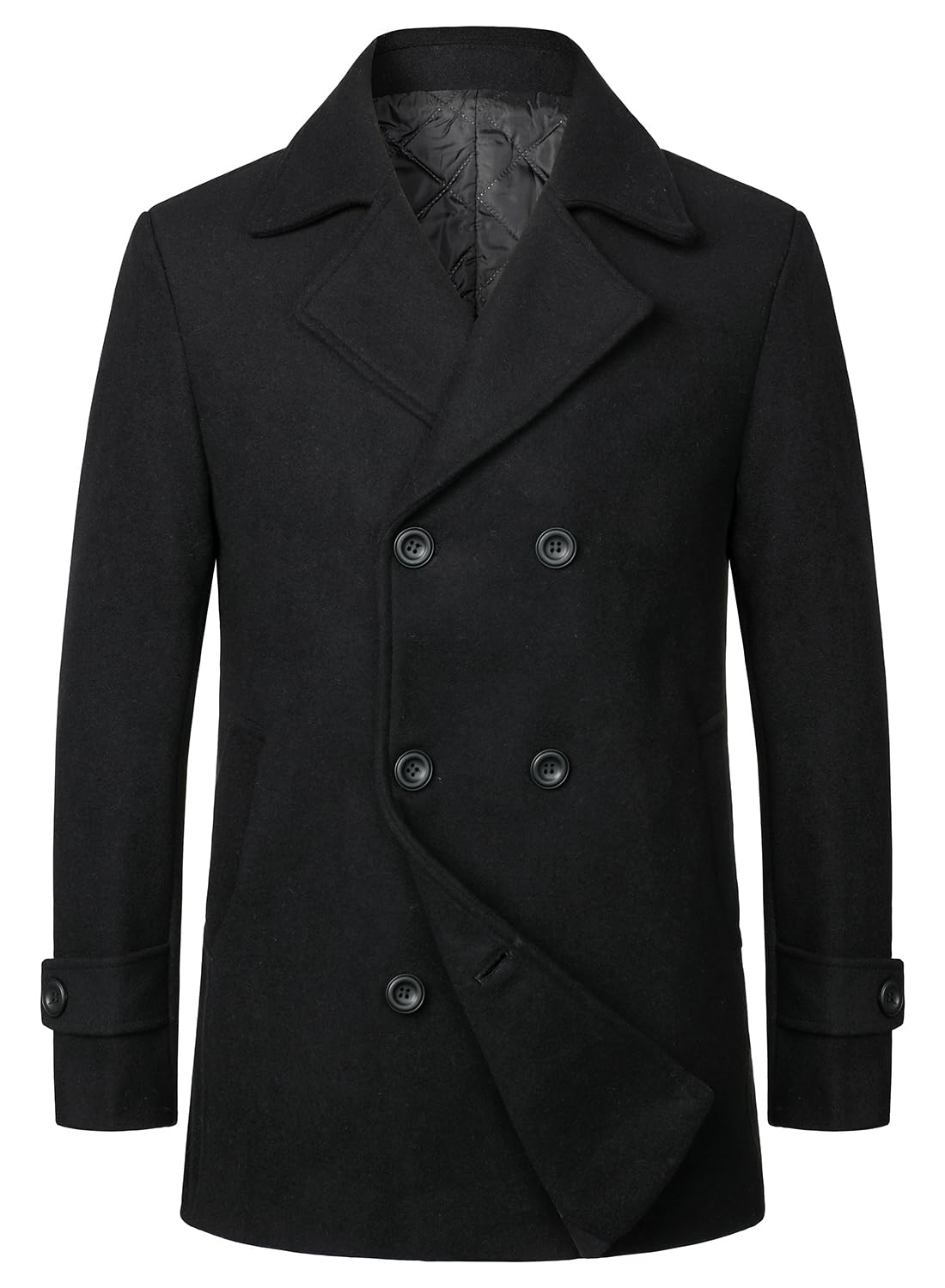 HOOD CREW Trench spesso da uomo, cappotto doppiopetto, lunghezza media, cappotto caldo
