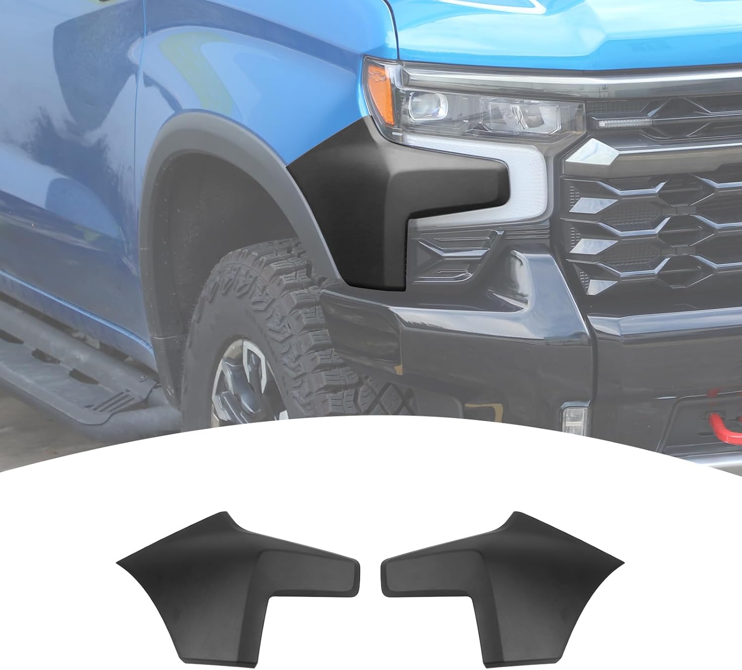 for Silverado Front Bumper Body Armor Corner Guards Protecor for Chevy Silverado 2022-2024 Black Exterior Accessories 2pcs