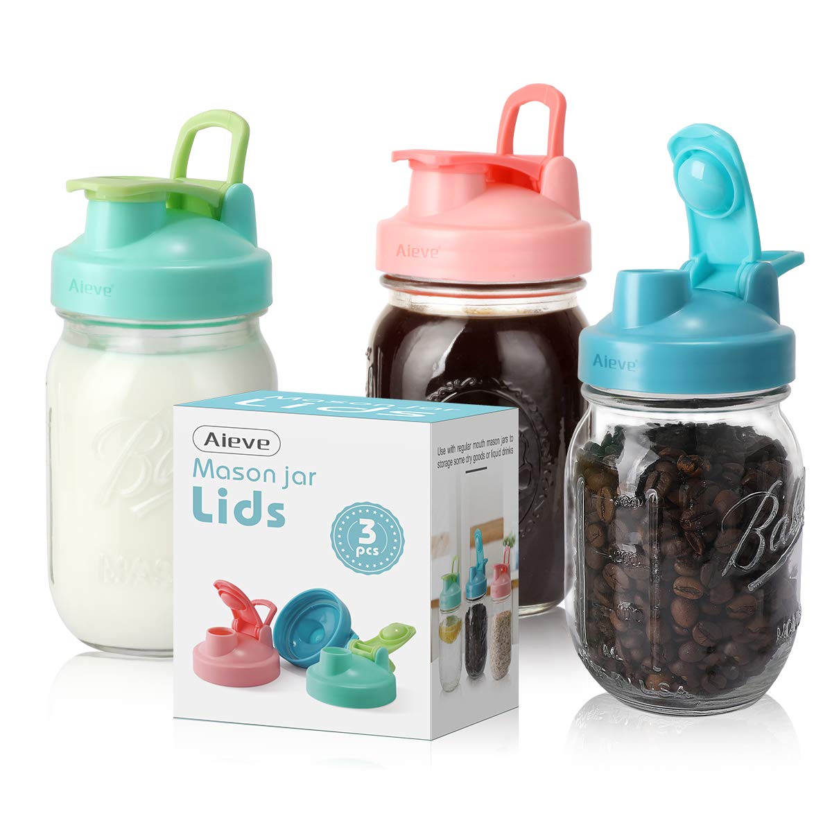 Buy AIEVE Mason Jar Lids, 4 Pack Reusable Regular Mouth Canning Lids