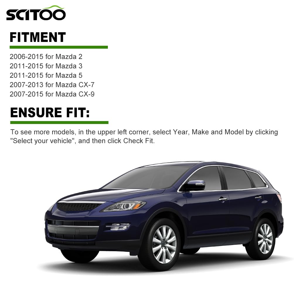 SCITOO Keyless Entry Remote Key Fob SHELL CASE Replacement for 3 Buttons Uncut Car Key for Mazda 2 06-15 for Mazda 3 5 11-15 for Mazda CX-7 07-13 for Mazda CX-9 07-15 2pcs FCC KPU41788