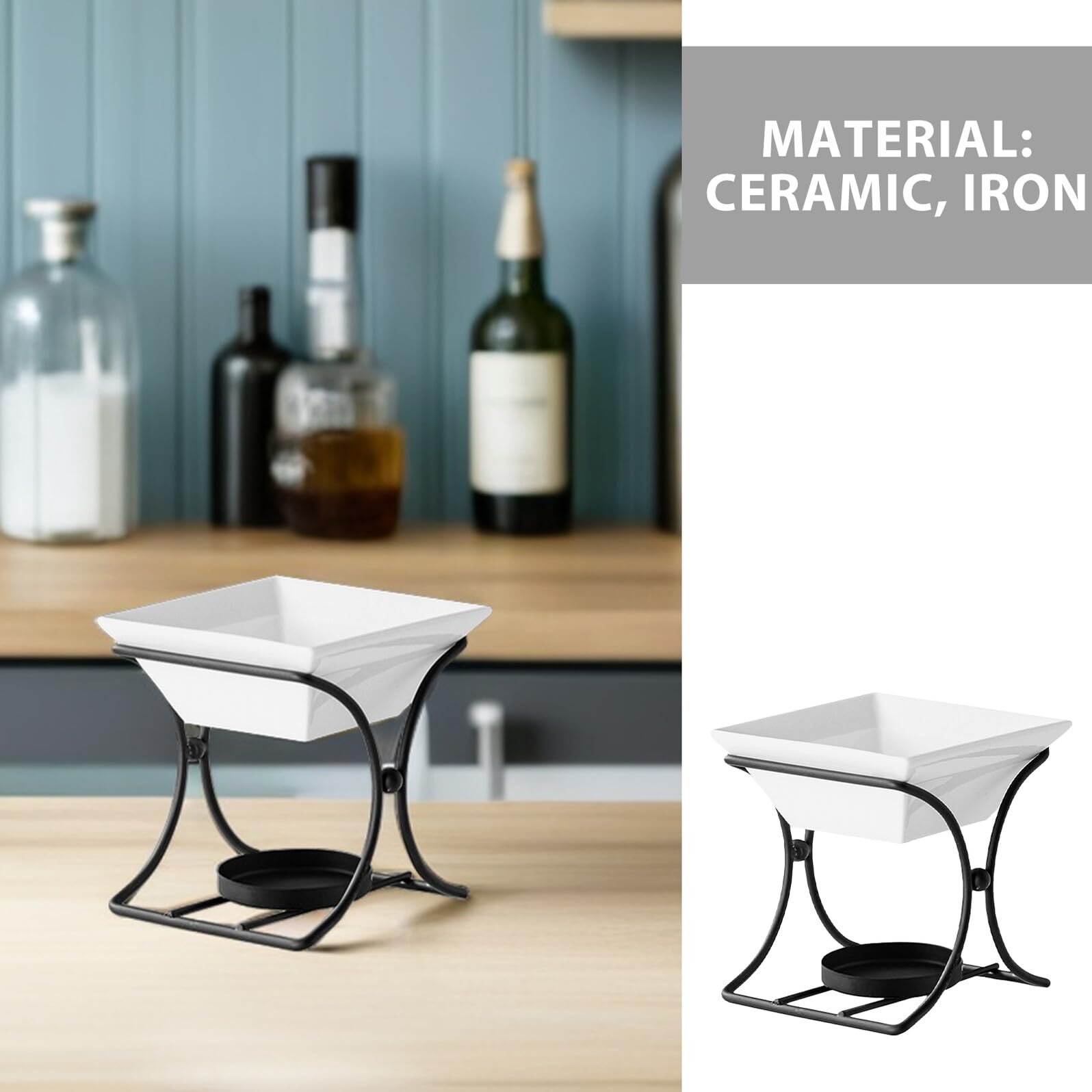Set 2 Pentole per Fonduta in Ceramica Scaldaburro e Sciogli Formaggio Ciotole per Sciogliere Cioccolato e Caramelle Tazze Impilabili per Dessert e Fonduta Lavabili in