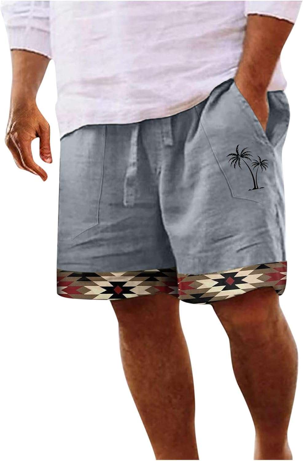 Short Sport Homme Short Homme Coton Lin AUYAO Léger Ample