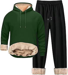 Unisex Casual Sports Chaqueta de Invierno Color Sólido con Cremallera Sudadera con Capucha Pantalones de Chándal Forro Polar Con Bolsillos