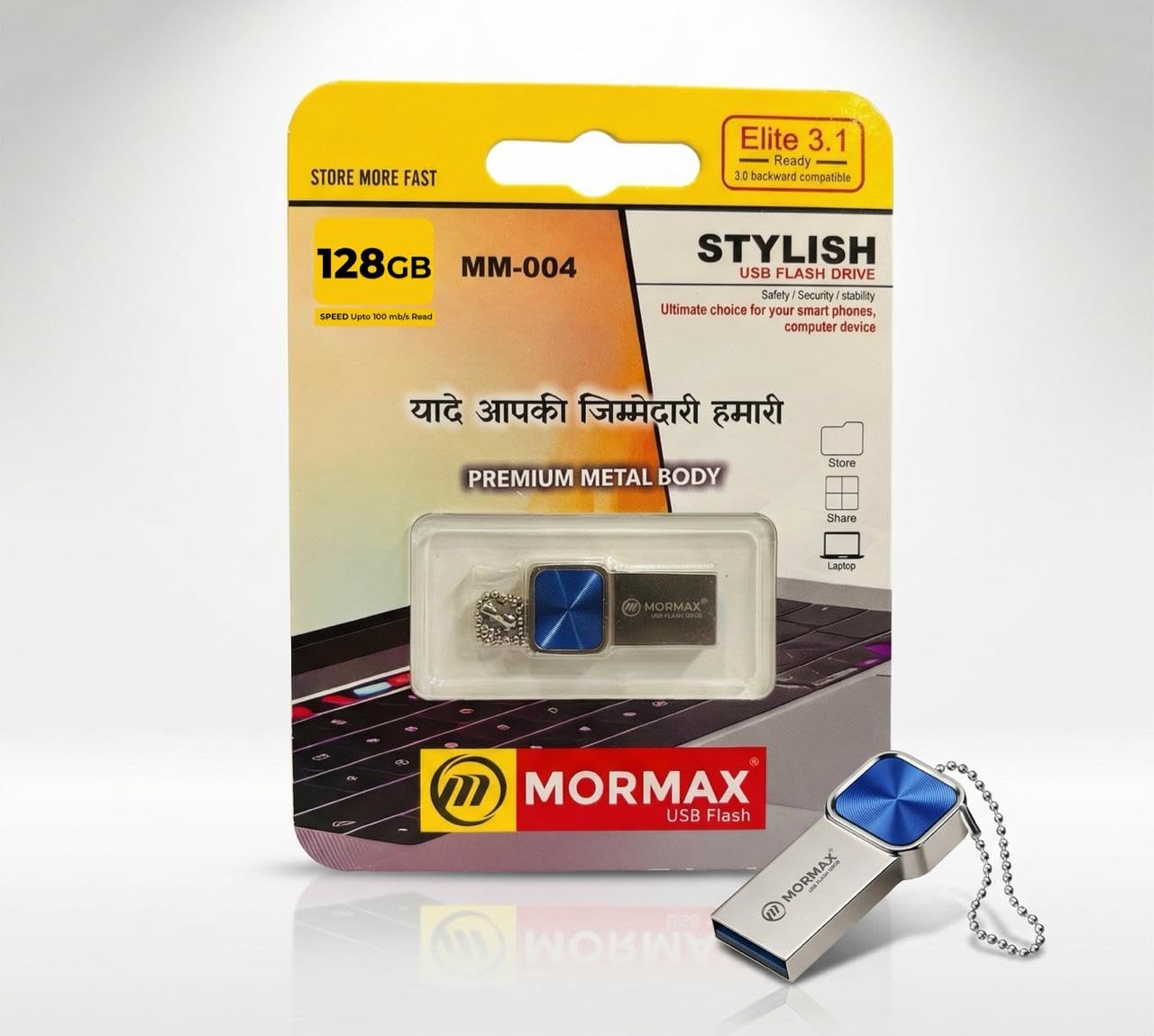 128GB USB Flash Drive MM004 | High Speed Elite 31 USB 31 Pen Drive | Premium Metal Body Keychain Design | Stylish Durable Flash Drive for Laptop PC Smart Devices-image-24