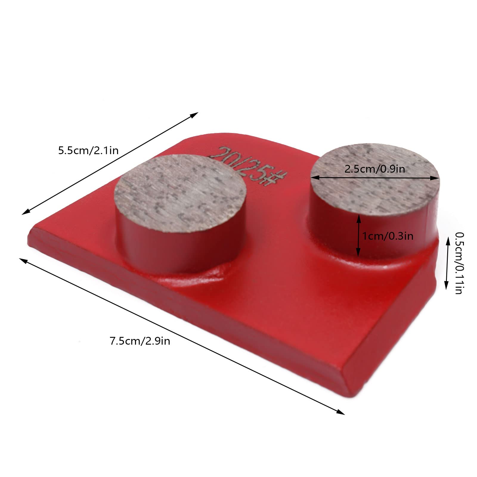 9 discos de molienda de diamante trapezoidales de diamante para piso de hormigón, rueda de disco de disco de grano 30/40, molinillo de metal de unión media (rojo 20/25)