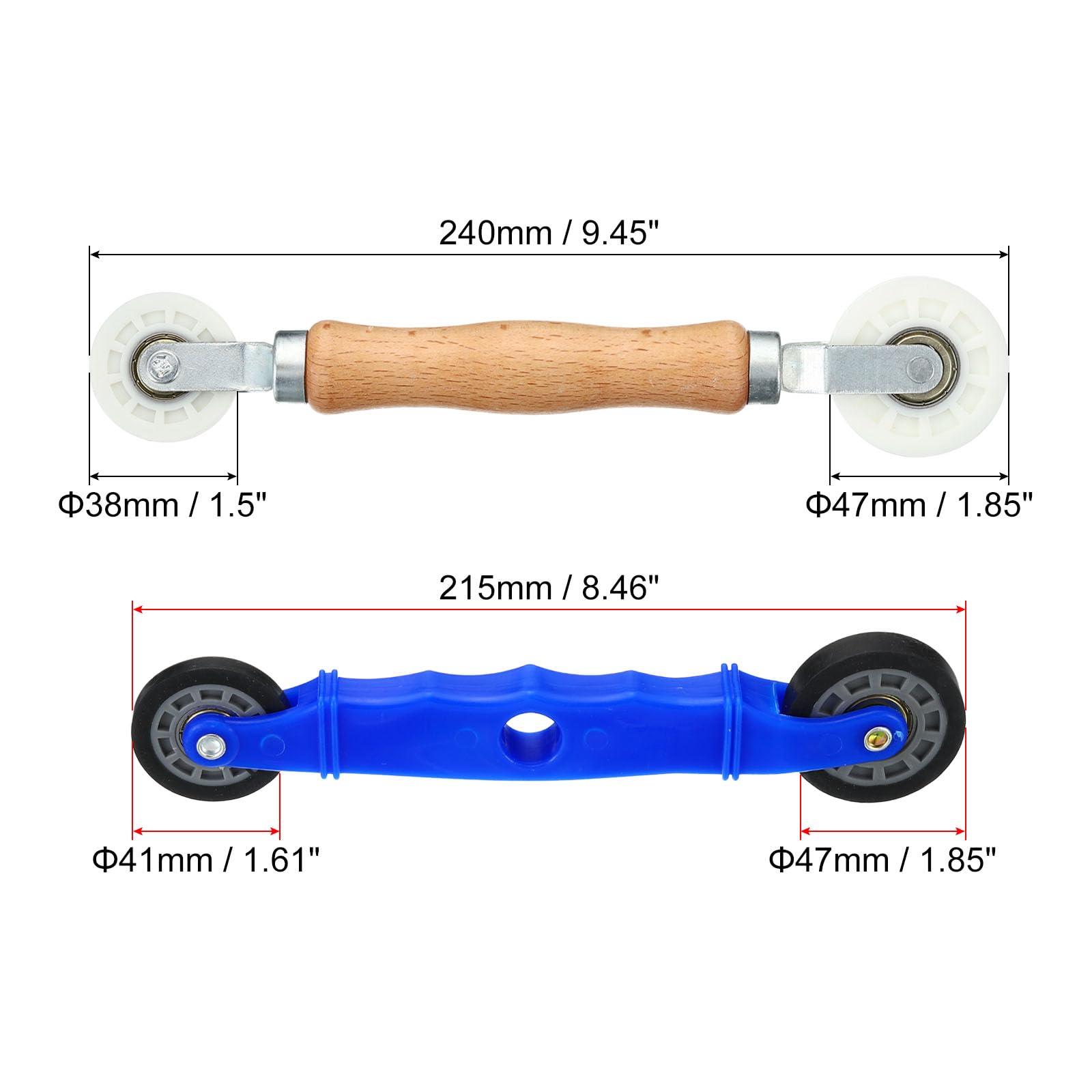 PATIKIL LED Strip Channel Roller Tool, 2 Pack Flat/U-Groove Wheels with Plastic/Wooden Handle Quick Installation Tool for 5-8-10mm Wide LED Strip