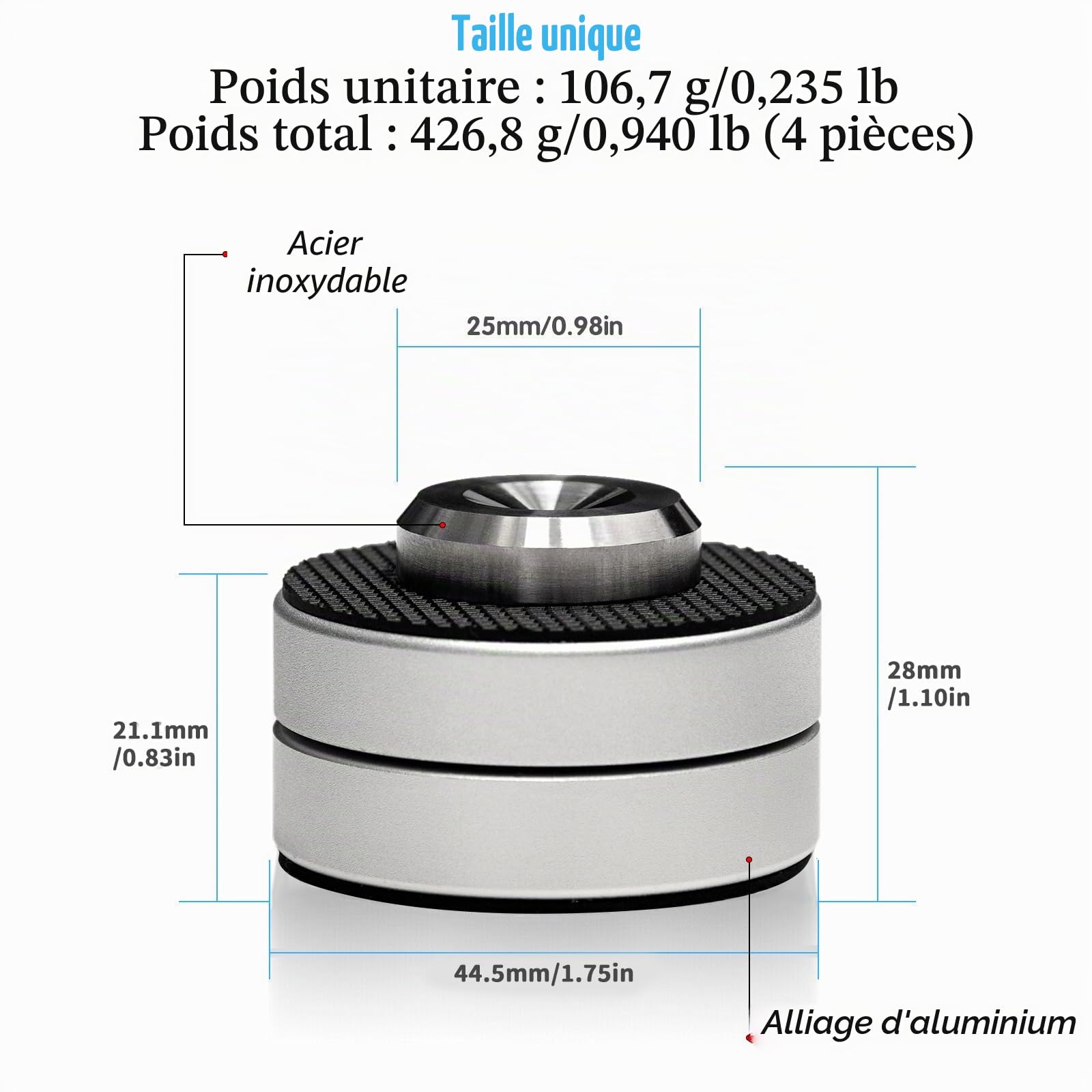 Tertullus 4pied Haut-parleur HiFi Shock Amortisseur Subwoofer Pieds