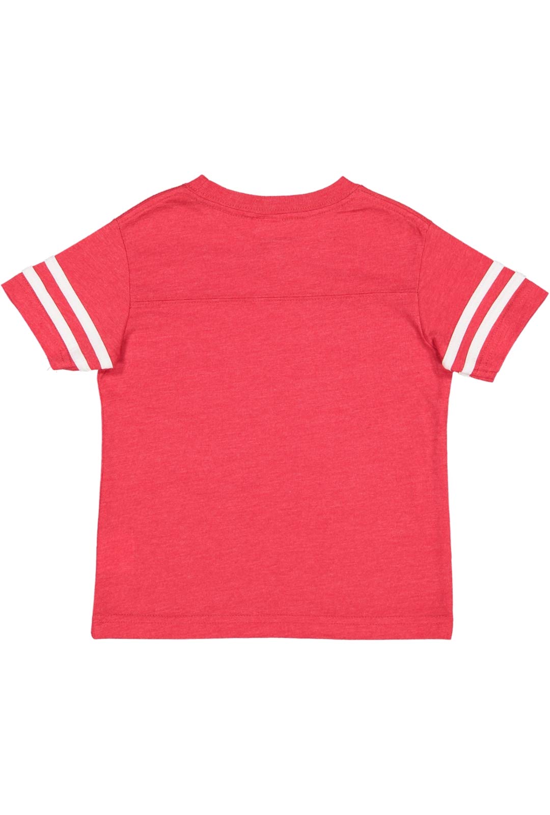 RABBIT SKINS Toddler Fine Jersey Short Sleeve Football Tee, Vintage Red/Blended White, 3T