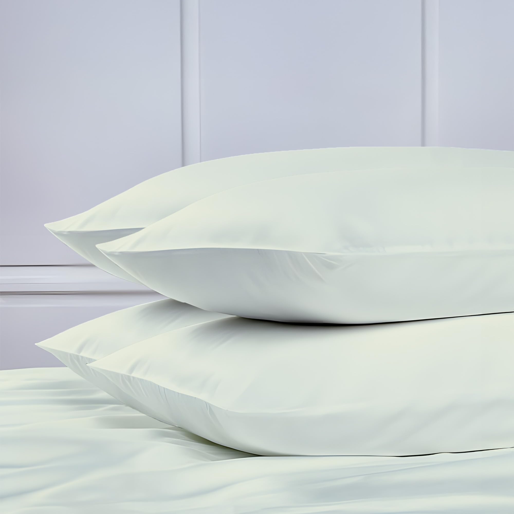 EverSoft Bedding 4 Pack Egyptian Cotton Housewife Pillow Cases 400 Thread Count Premium Hotel Quality Envelope Closure Sofa Bed Pillowcases Standard Size 50x75cm (Cream, Pillow Case)