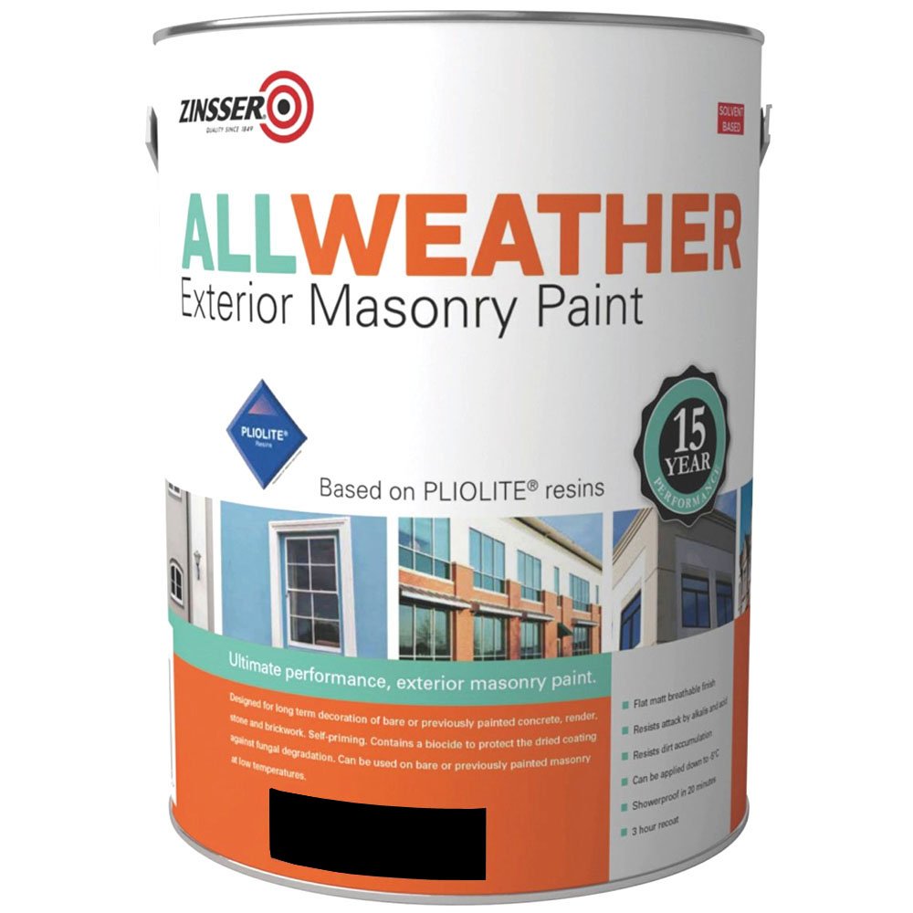 Zinsser Black Allweather Masonry Paint 5L