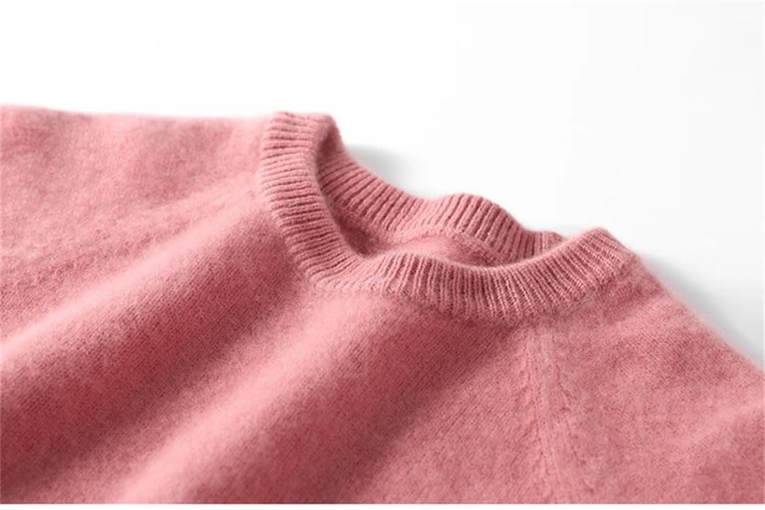 Wjnvfioo Maglione da donna autunno e inverno girocollo maglione con tinta unita pullover a maniche lunghe lavorato a maglia top