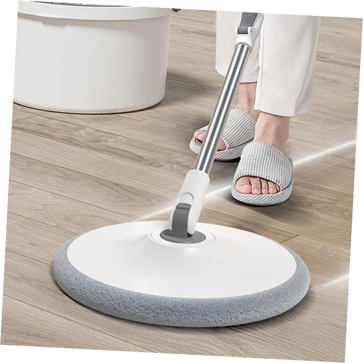 Veemoon Fregona Giratoria de Microfibra Absorbente Mopa Húmeda para Limpieza de Diseño Desmontable y Duradero para Azulejos y Almacenamiento Fácil y Mopa Rotativa