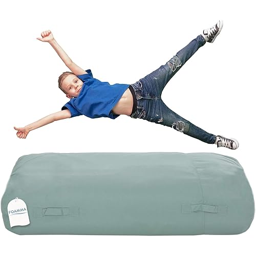Foamma Crash Pad 15" x 44" x 72", Teal - Sensory Crash Pad Mat with Foam Blocks for Kids and Adults to Jump, Play or Relax - Bean Bag Bed for Indoor and Outdoor, Large Floor Pillow