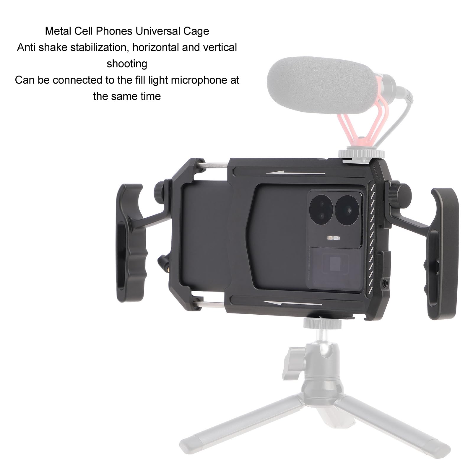 Jaula para Teléfono, Kit de Plataforma de Video para Teléfono Inteligente con Asas, Plataforma para Teléfono con Tornillo de 1/4 de Pulgada, Zapata Fría, Puerto, para Filmación,