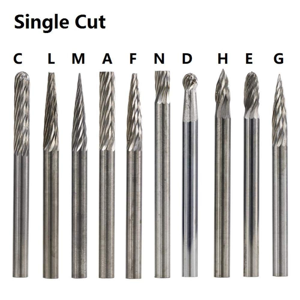 10 stücke Wolframkarbid Rotary File Set 3x3mm einzelner Schnitt Doppelschnitt Rotary Burr Set für Rotary Zubehör Set-10 stücke l doppelt schnitt