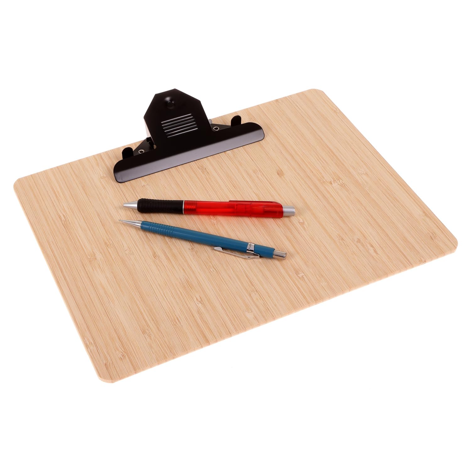 EUROPEL Bambusowy schowek trwała drewniana płyta pilśniowa z czarnym metalowym klipsem i ukrytym otworem do zawieszania A4 krajobraz do szkoły, biura, biznesu, restauracji, magazynu - 197013