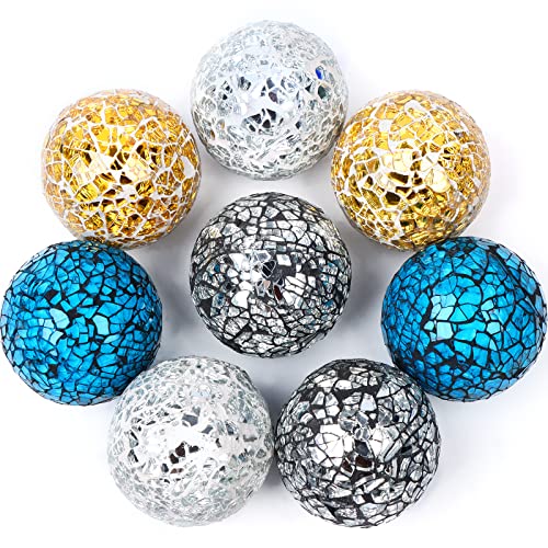 8 Pieces Mosaic Glass Orbs Balls Mosaic Sphere Glass Globe Decorative Orbs Centerpiece Balls Decorative Glass Balls For Bowls Vases Dining Table Centerpiece Decor #TOP10
