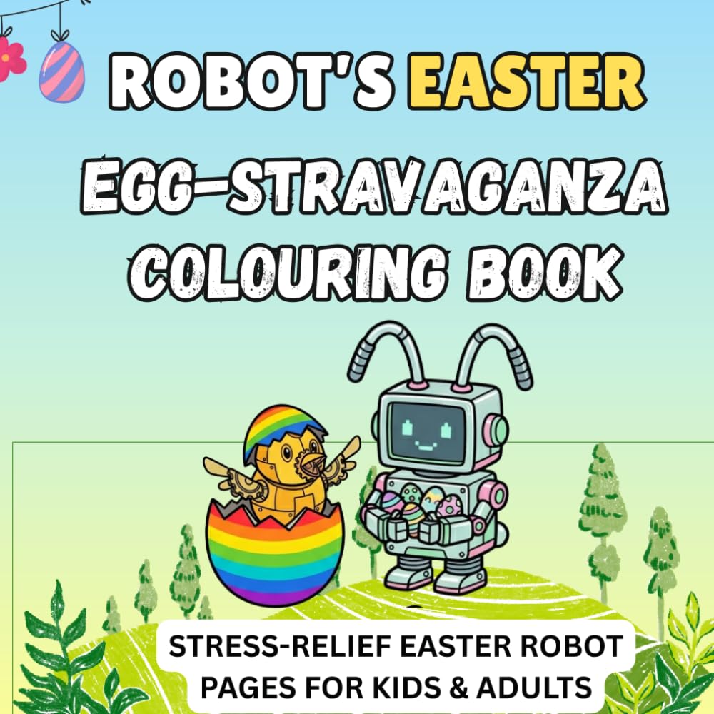 Robots' Easter Egg-stravaganza Colouring Book: Stress Relief Easter Robot Pages for Kids and Adults