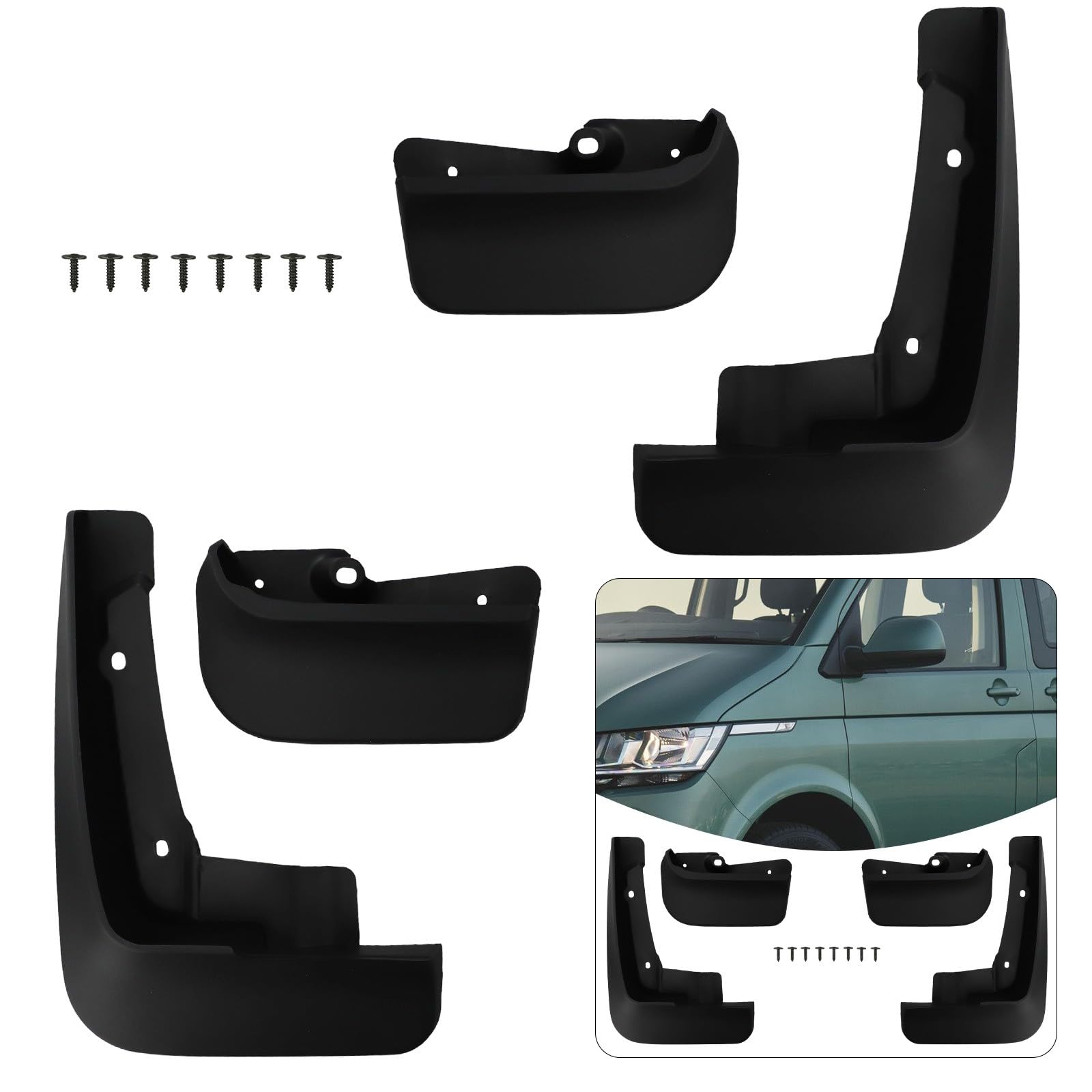 Guardabarros Caravelle T5 T6 2008-2020: juego de protección contra salpicaduras negro