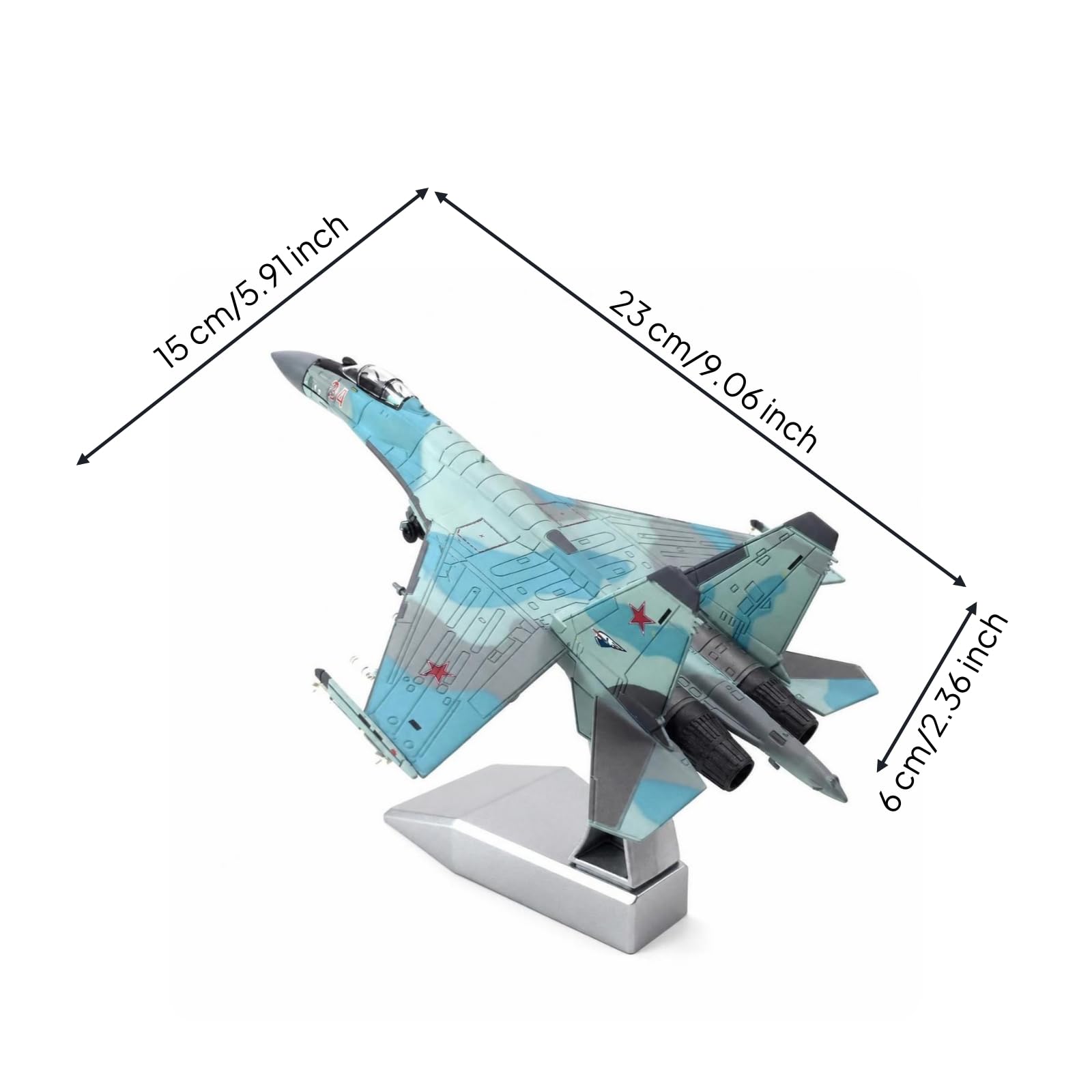 Modellino Statico SU-35 1:100 Modellino Jet SU-35 Metallo e Plastica Aereo da Combattimento in Miniatura, Argento
